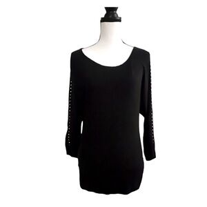 CATO Long Sleeve Black Sweater with Bronze Studs on the Arms